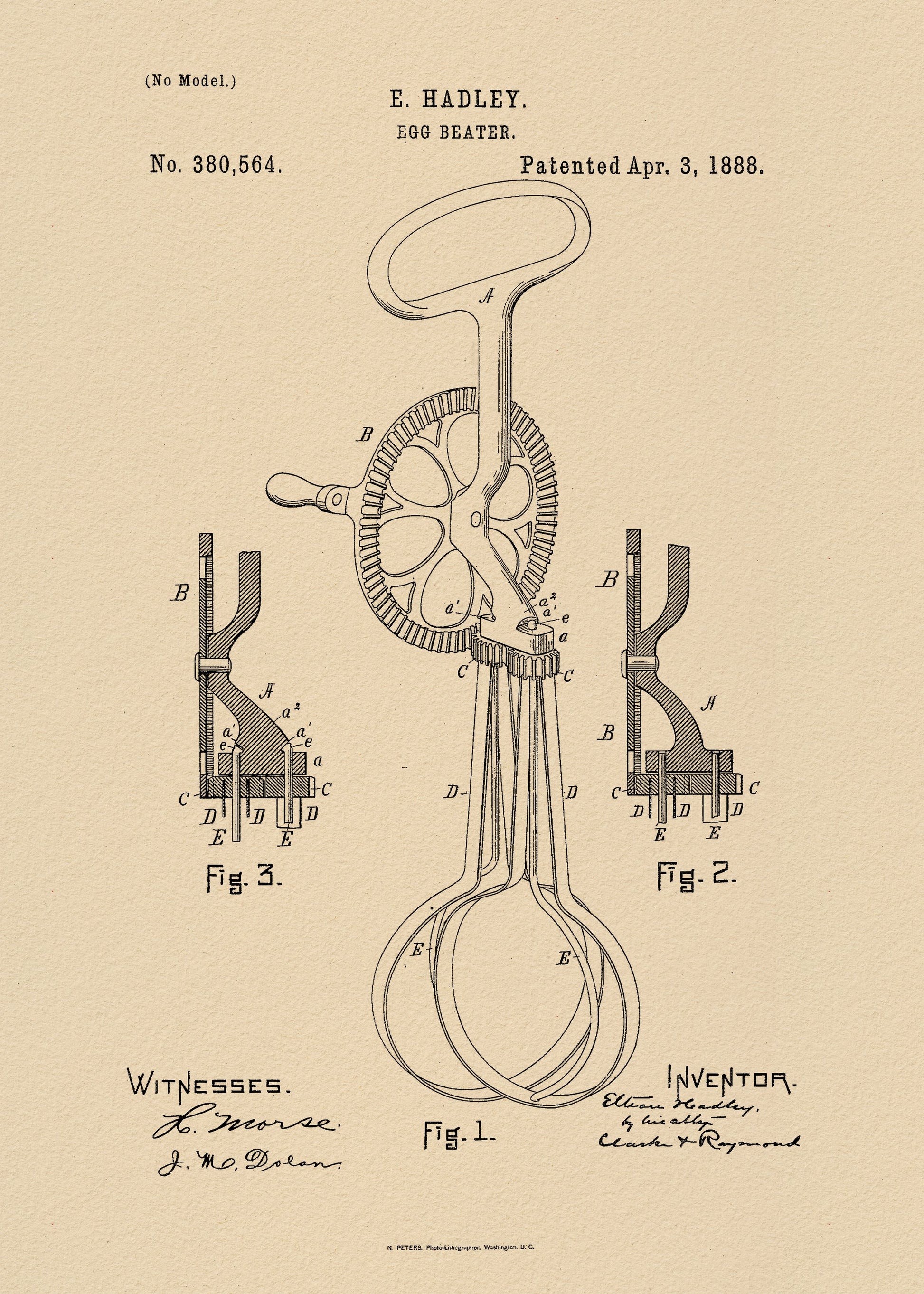 Egg Beater Patent 1888 - Poster / Art Print