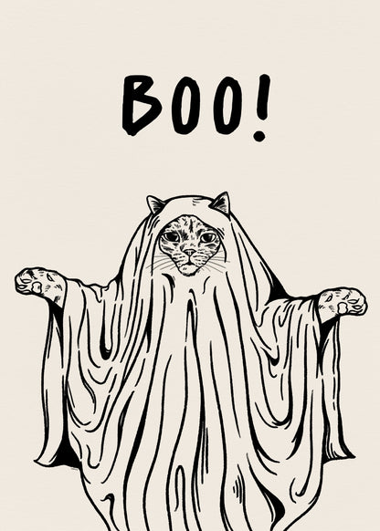 Boo! Ghost Cat - Poster / Art Print