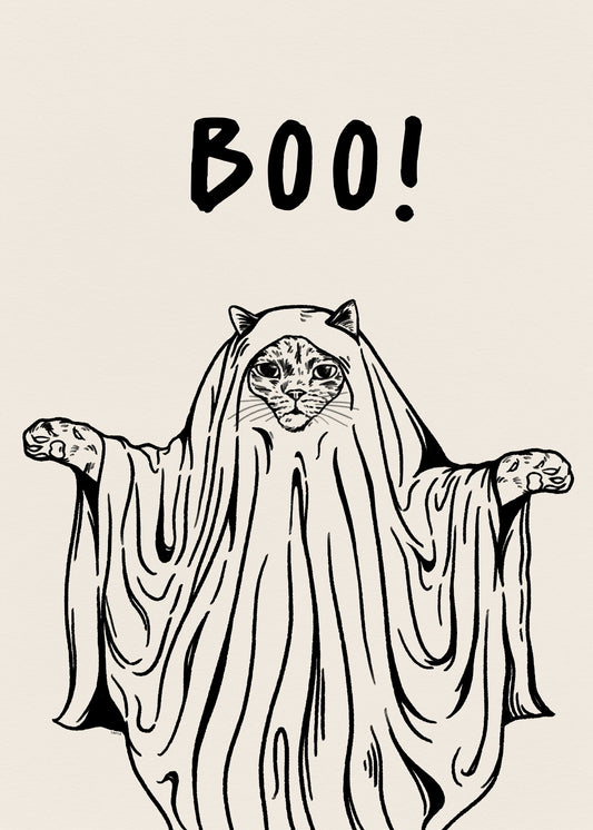 Boo! Ghost Cat - Poster / Art Print