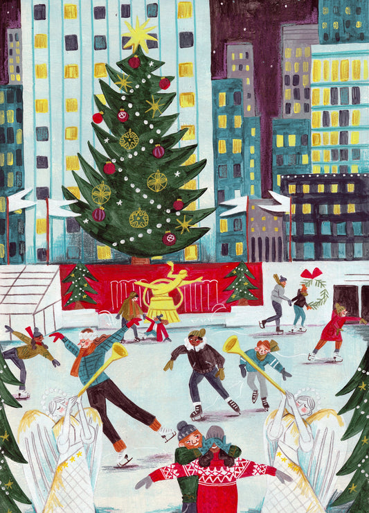 Ice skating at Rockefeller center - Poster / Art Print