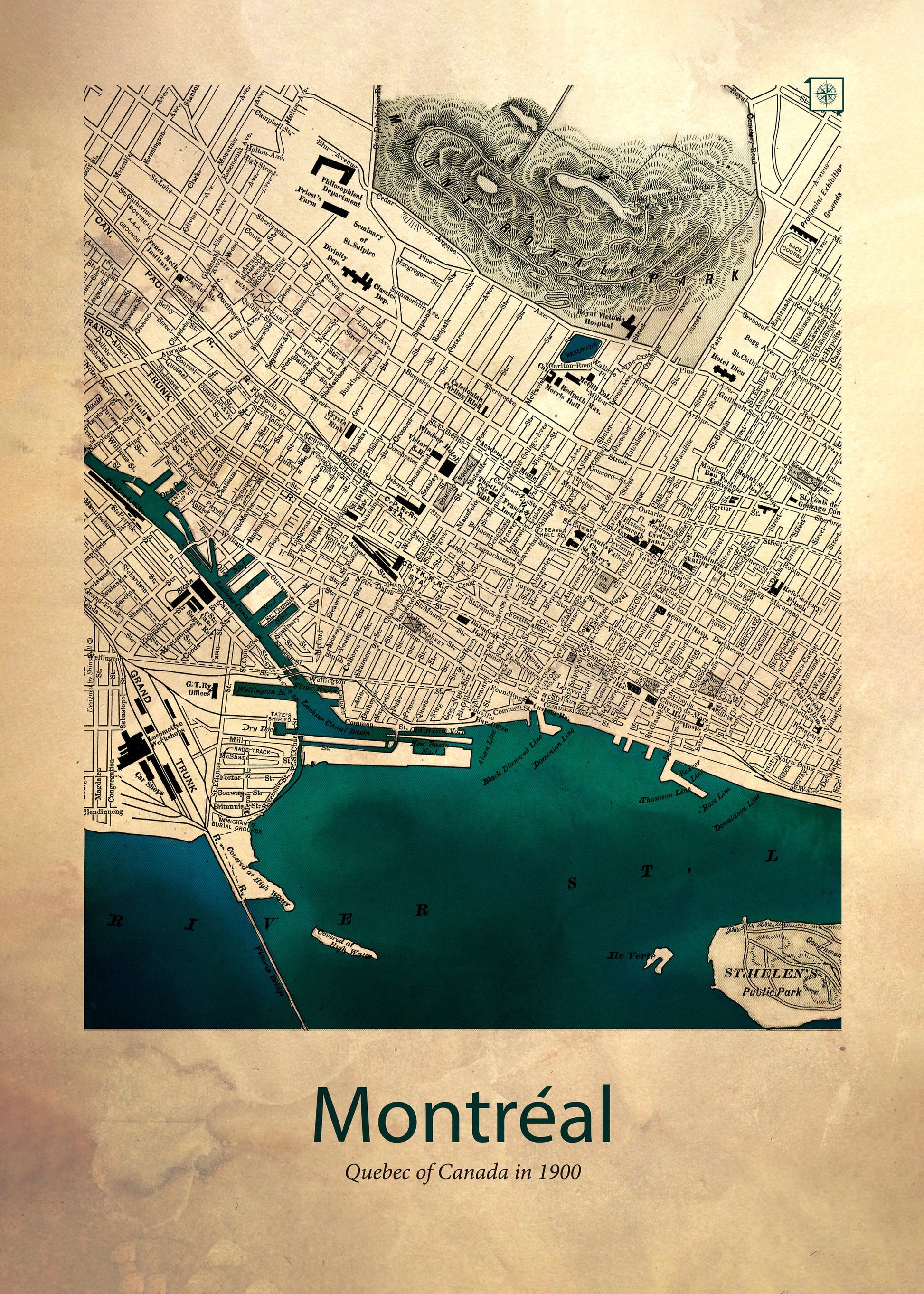 Montreal karta - Poster / Art Print