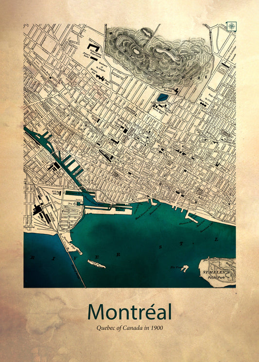 Montreal karta - Poster / Art Print