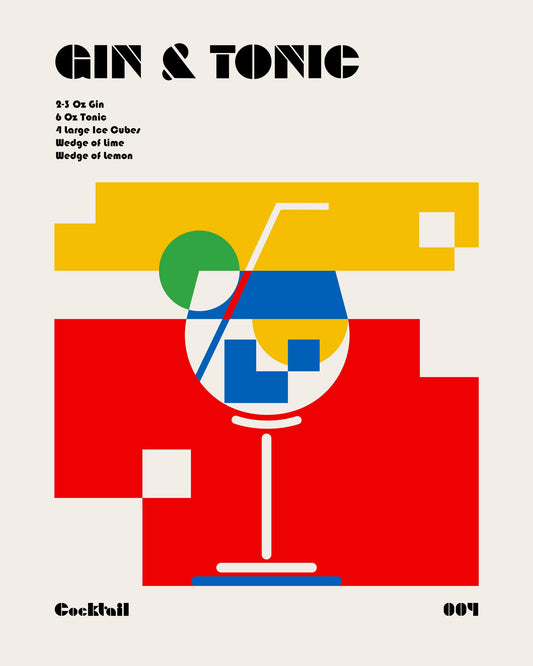 Gin & Tonic Bauhaus Cocktail - Poster / Art Print