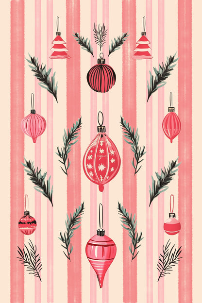 Pink Christmas Baubles - Poster / Art Print