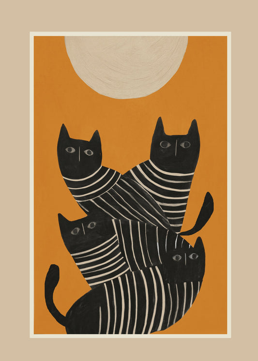 Abstract Black Cats - Poster / Art Print