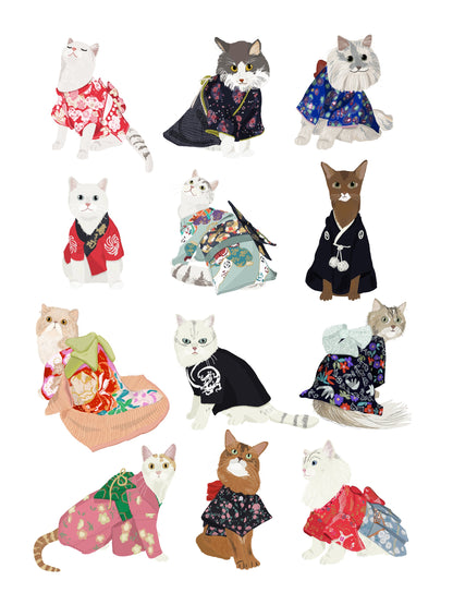 Cat In Kimono - Poster / Art Print