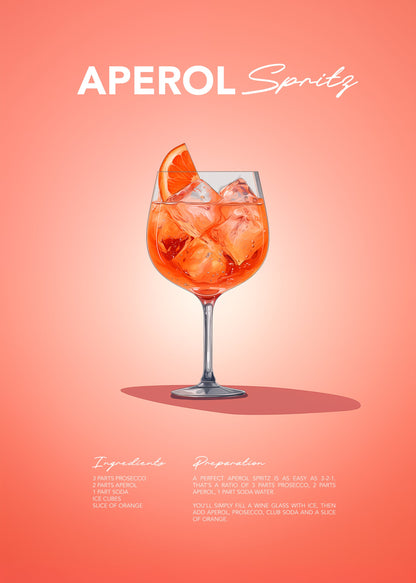 Aperol Spritz Recipe - Poster / Art Print
