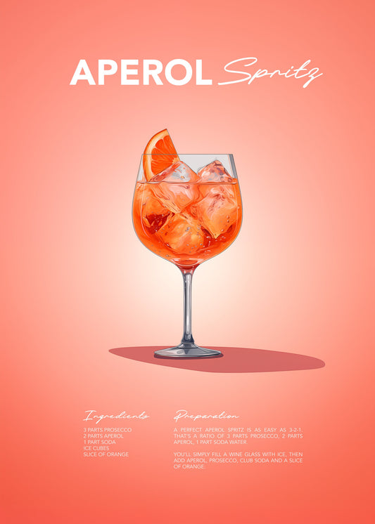 Aperol Spritz Recipe - Poster / Art Print