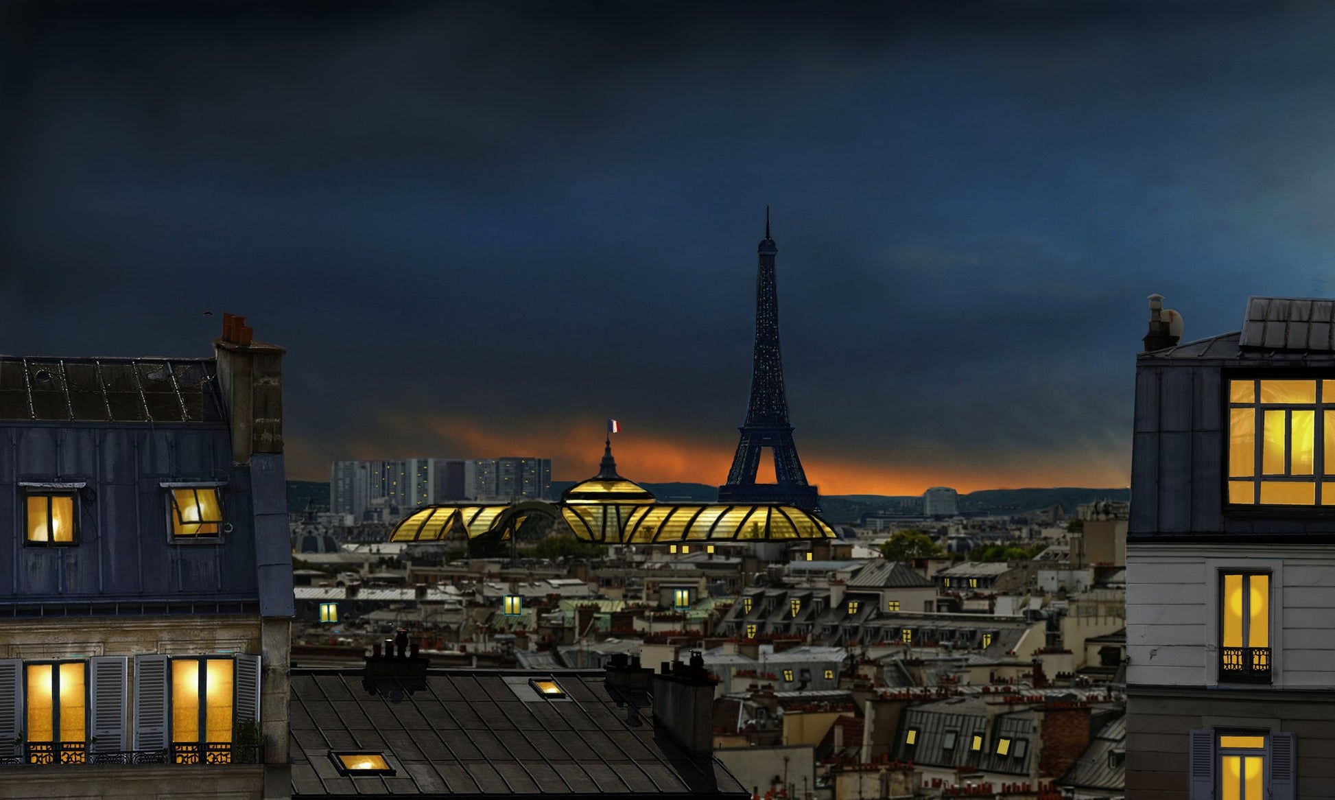 the twilight falls on the city of lights - Poster / Art Print