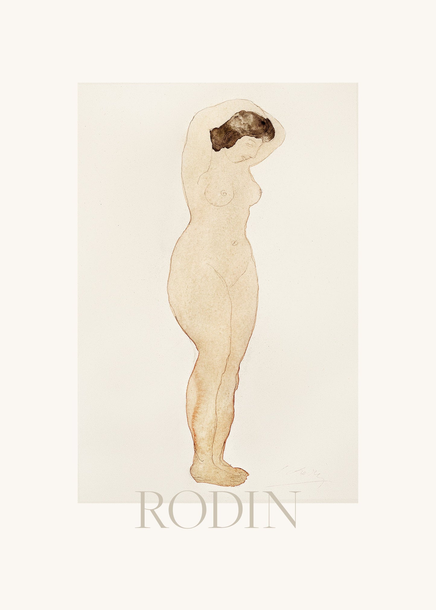 Nude, Standing With Hands On Head - Poster / Art Print