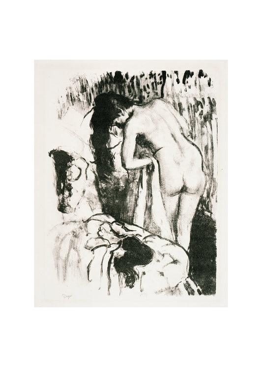 Nude Woman Standing, Drying Herself - Poster / Art Print