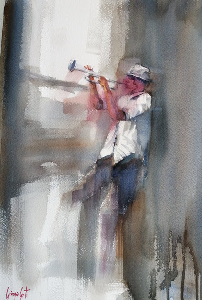 A Musician Playing The Trumpet - Poster / Art Print