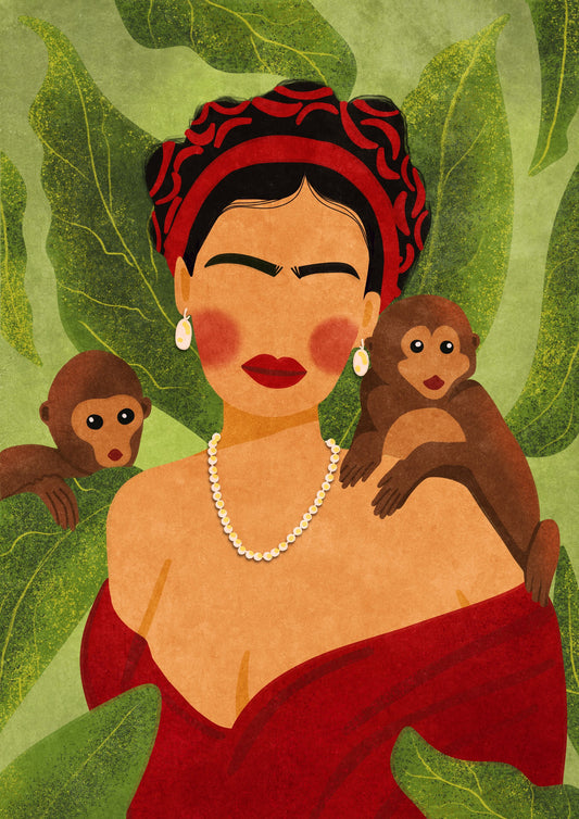 Frida and Monkeys - Poster / Art Print