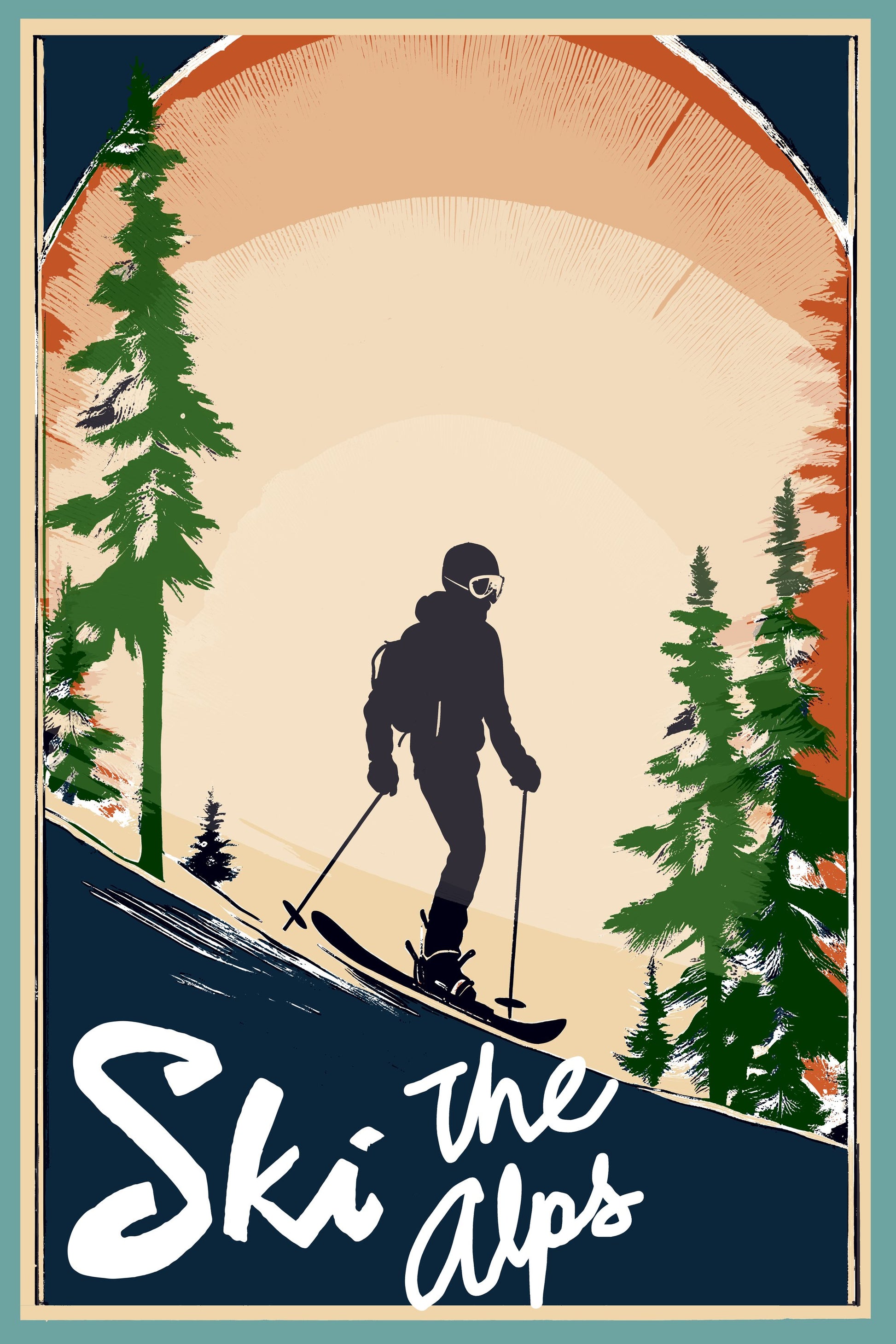 Winter Tourism: Vintage Ski the Alps Poster - Poster / Art Print