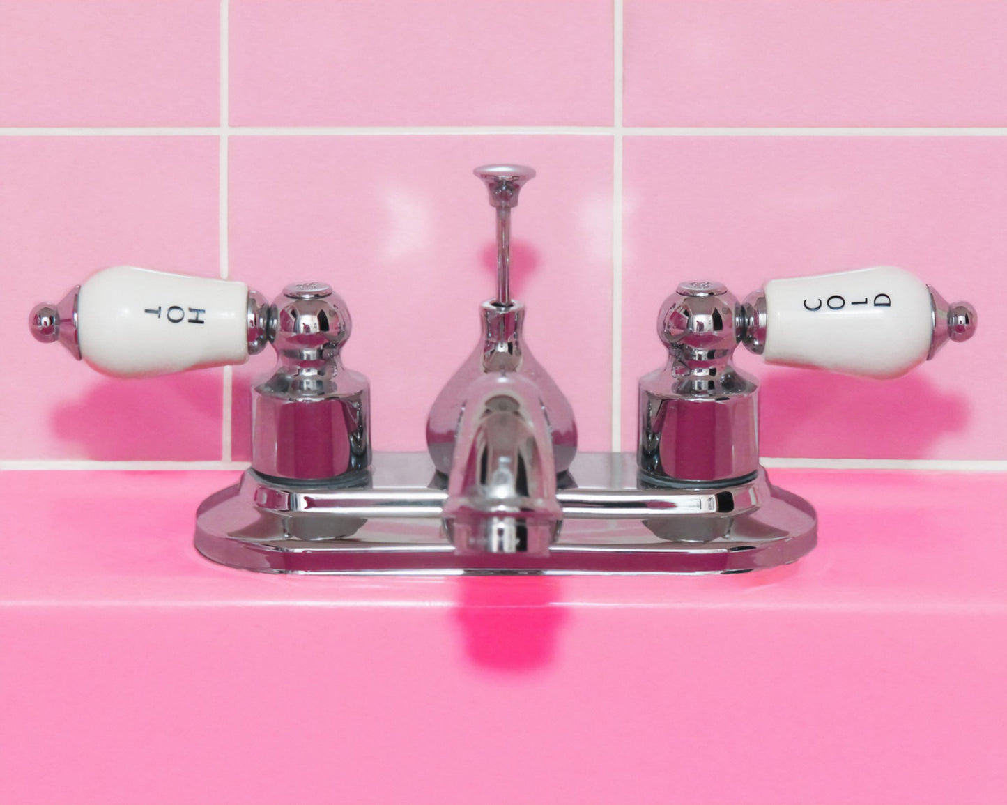 Retro Pink Sink Faucet - Poster / Art Print