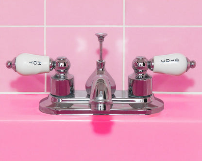 Retro Pink Sink Faucet - Poster / Art Print