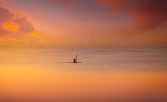 Albufera kayaking at sunset 7D17 - Poster / Art Print