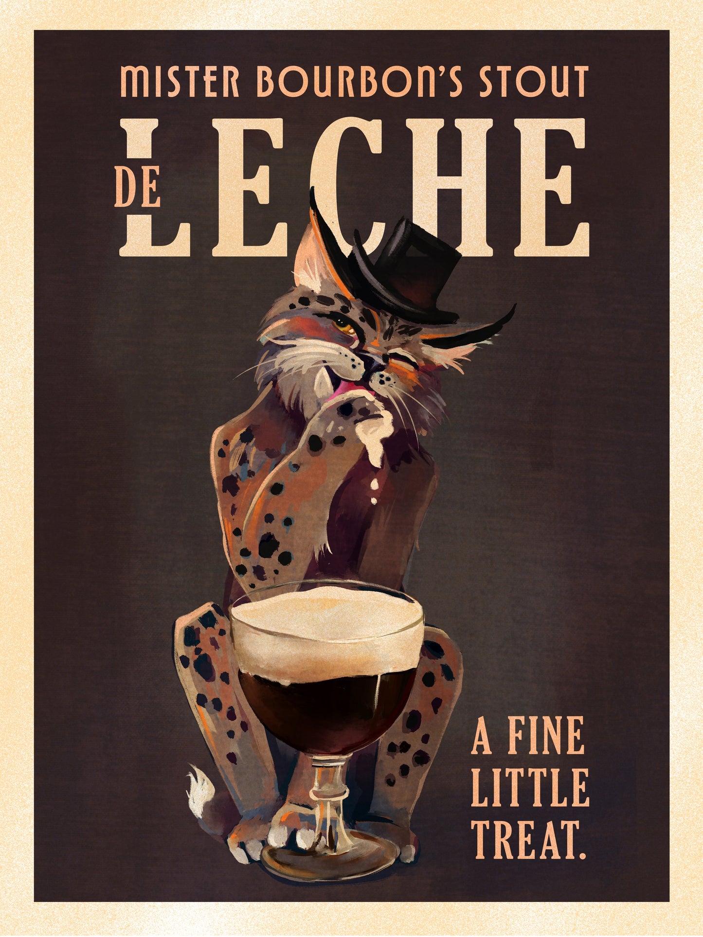 Bourbon De Leche Guinness Style Cat Art - Poster / Art Print