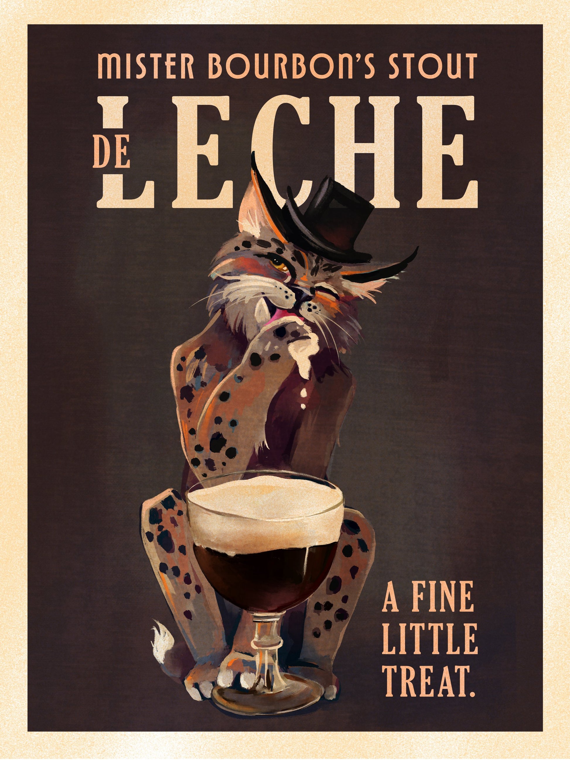 Bourbon De Leche Guinness Style Cat Art - Poster / Art Print