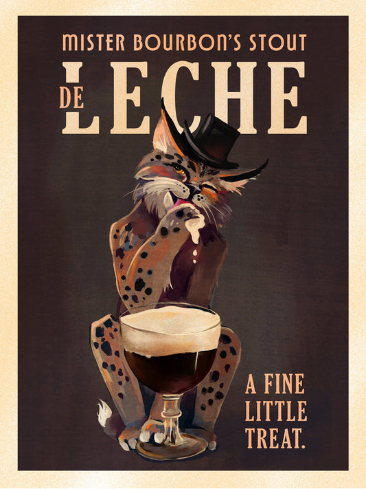 Bourbon De Leche Guinness Style Cat Art - Poster / Art Print