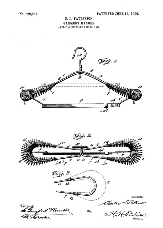 Garment Hanger Patent 1906 - Poster / Art Print