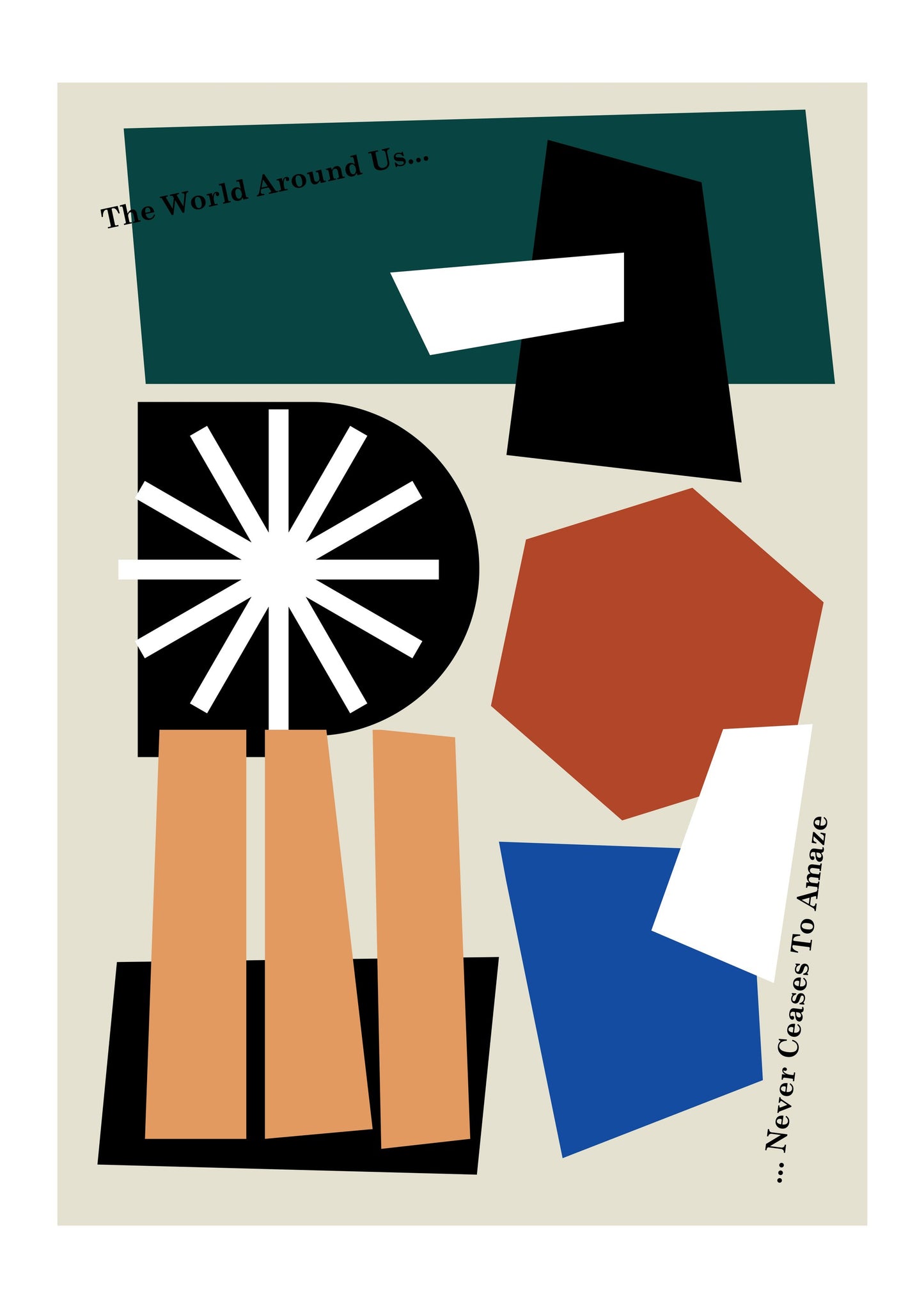 The World Around Us Greige - Poster / Art Print