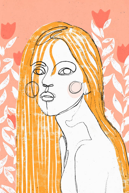 The Tulip Girl (Peach) - Poster / Art Print