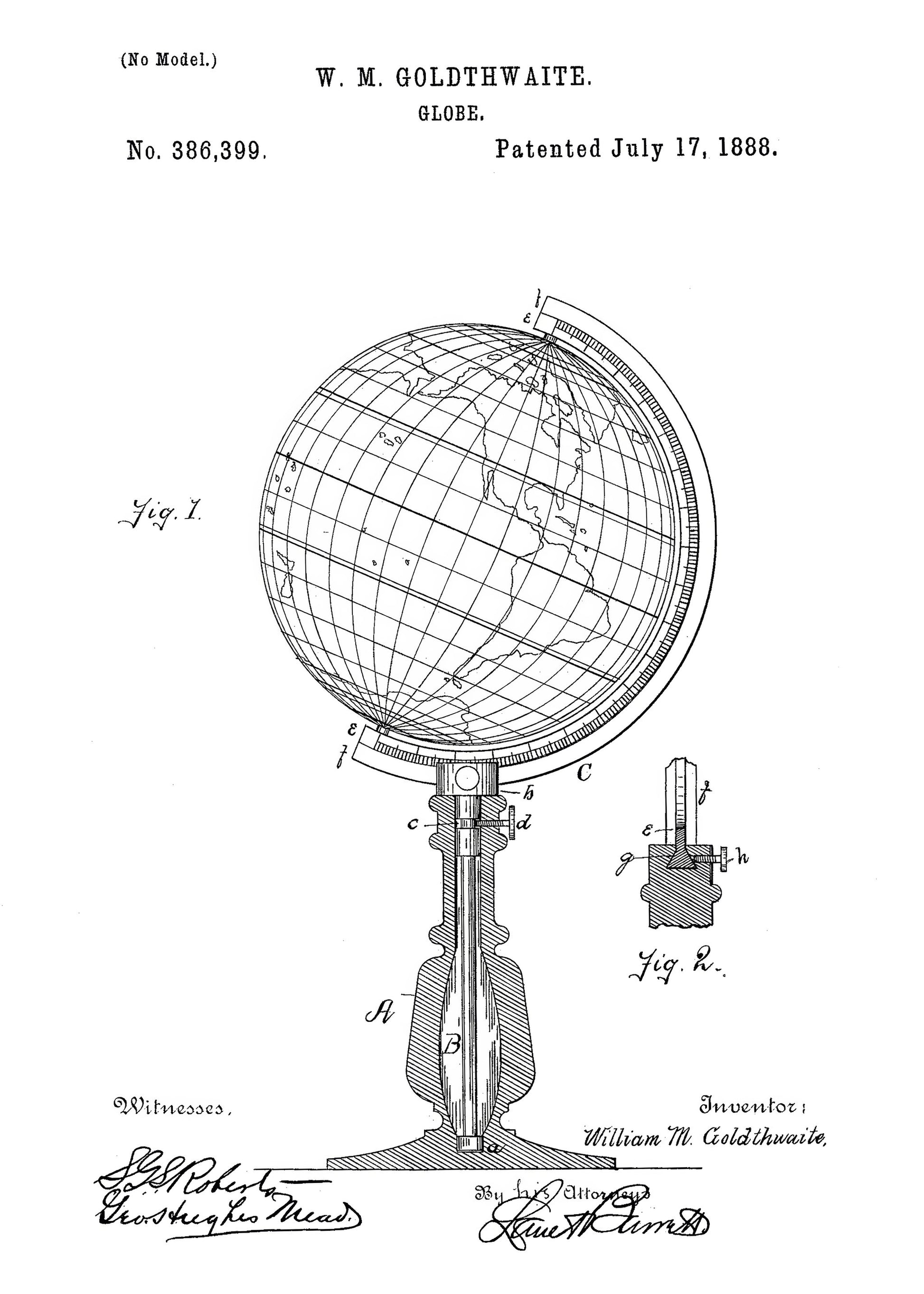 Globe Patent 1888 - Poster / Art Print