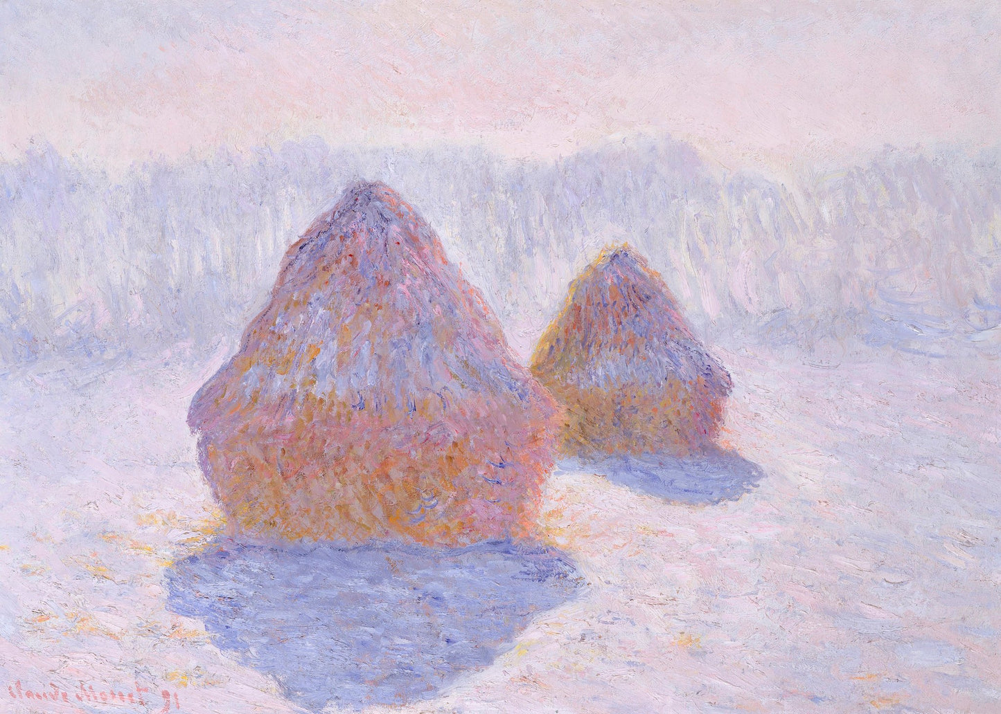 Haystacks (effect of Snow and Sun) (1891) By Claude Monet - Poster / Art Print