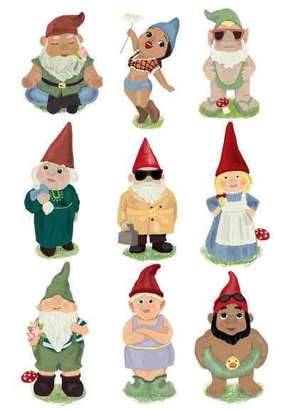 Garden Gnomes - Poster / Art Print