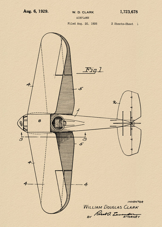 Airplane Patent 1926 - Poster / Art Print