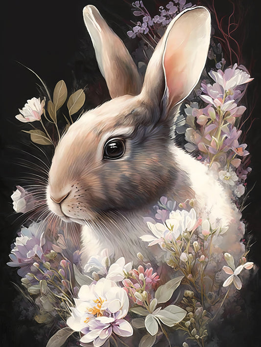 Rabbit and Flowers 3 - Poster / Art Print