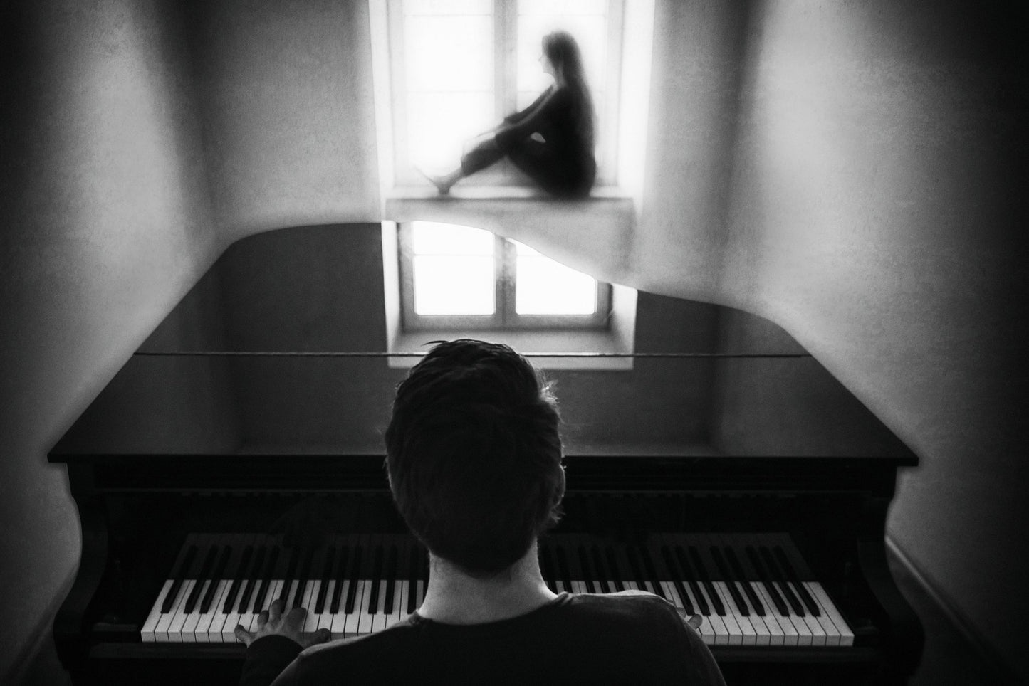 the pianist and his muse - Poster / Art Print