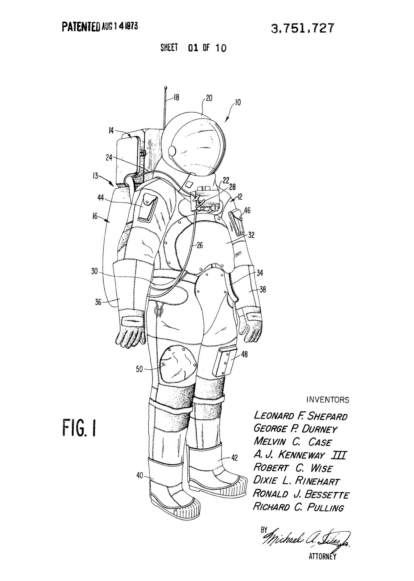 Space Suit Patent 1973 - Poster / Art Print