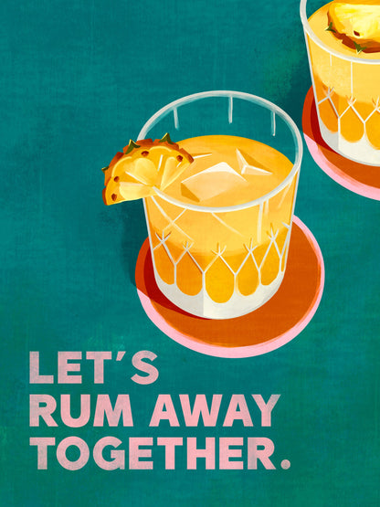Rum Away Beach Bar Cocktail Art - Poster / Art Print