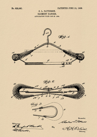 Garment Hanger Patent 1906 - Poster / Art Print
