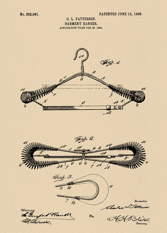 Garment Hanger Patent 1906 - Poster / Art Print