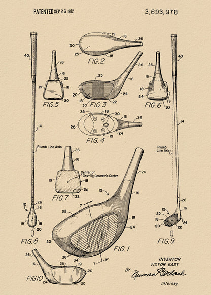 Golf Club Patent 1972 - Poster / Art Print