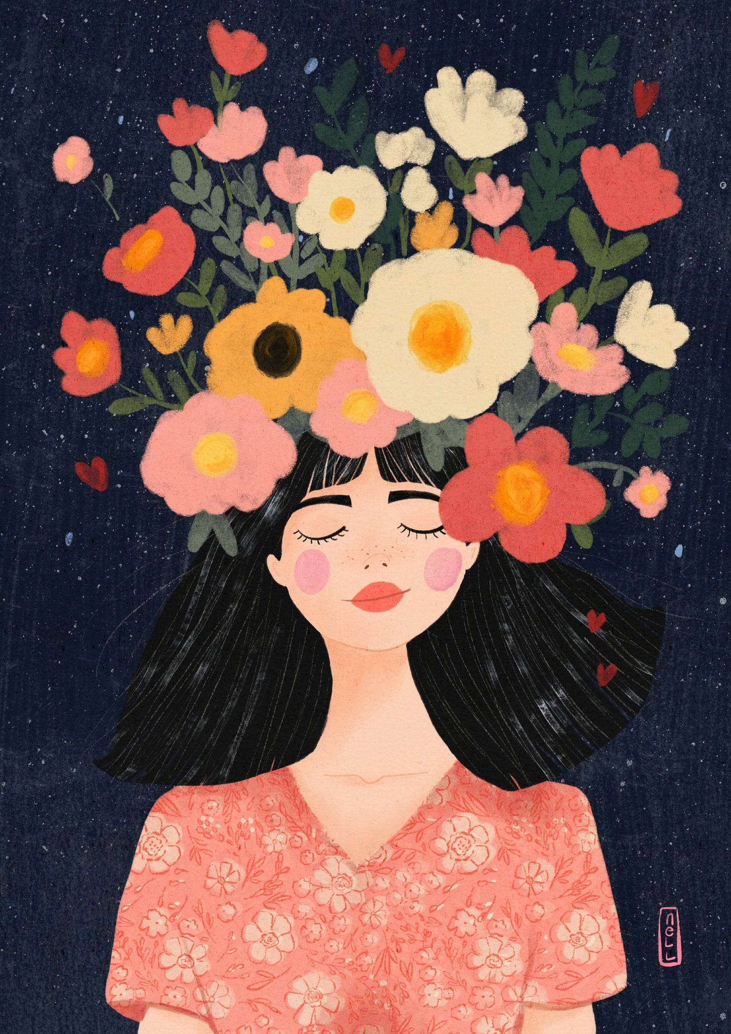 Midnight Flowers and Thoughts - Poster / Art Print