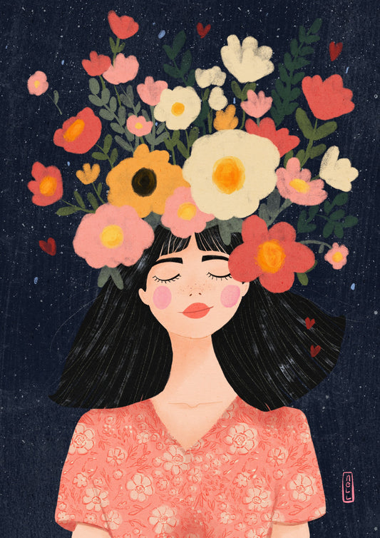 Midnight Flowers and Thoughts - Poster / Art Print