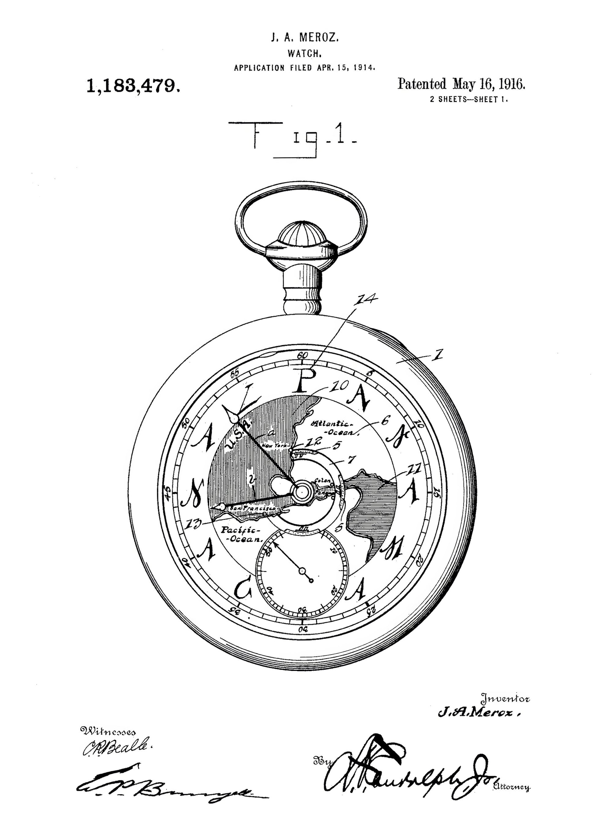 Watch Patent 1916 - Poster / Art Print