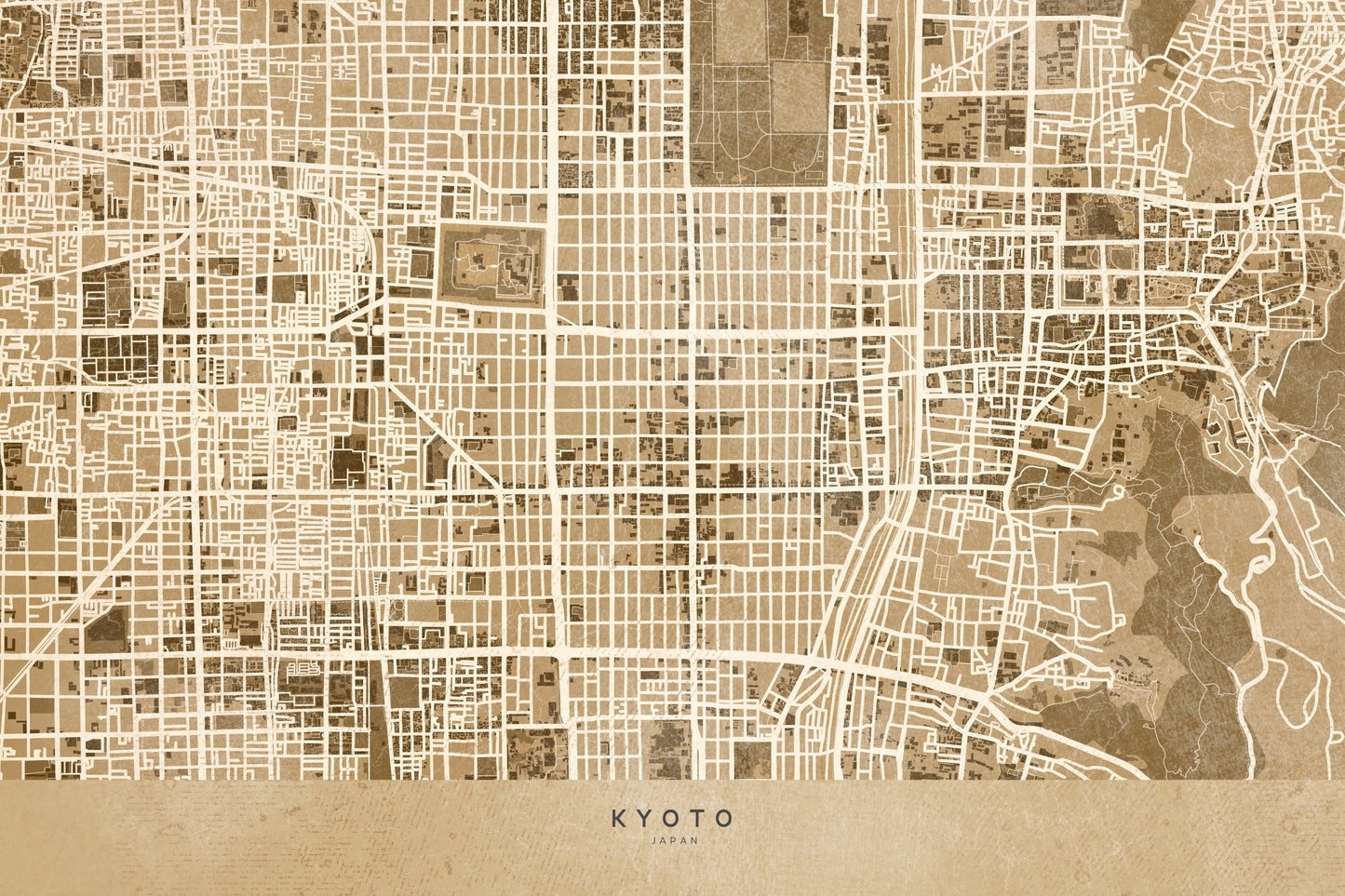 Sepia karta av Kyoto - Poster / Art Print