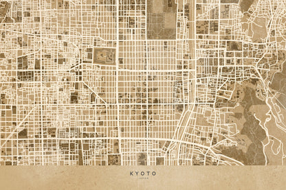 Sepia karta av Kyoto - Poster / Art Print